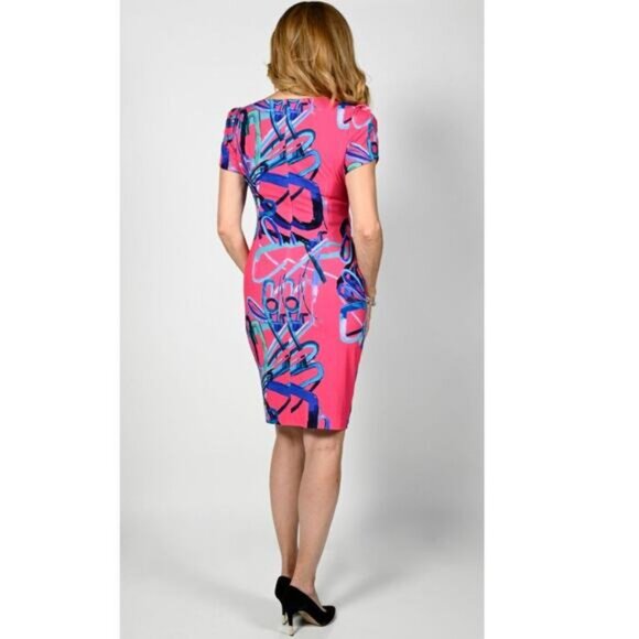 FRANK LYMAN Fuchsia Royal Sheath Dress Size 8 - Picture 2 of 7